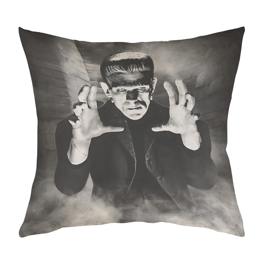 "Frankenstein" 40cm x 40cm Faux Leather Cushion Cover (Antique White)