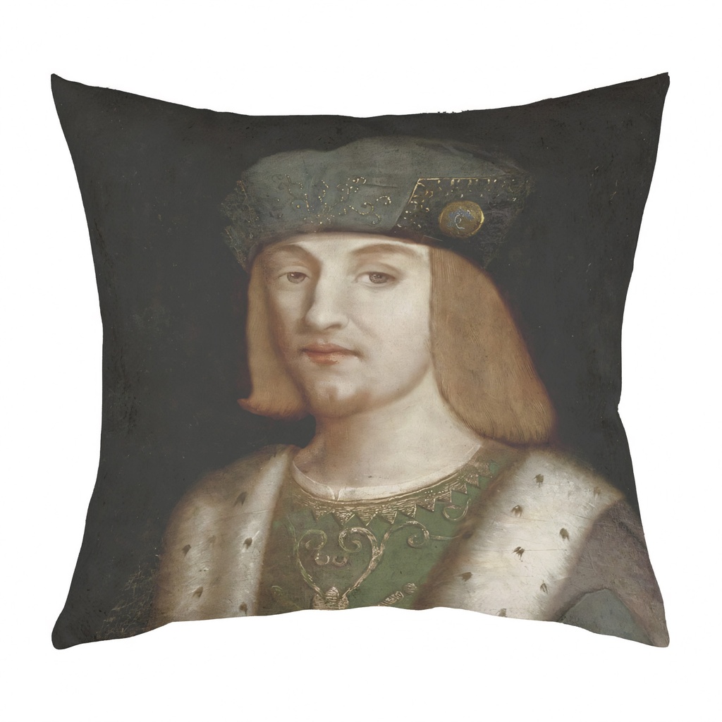 "Gilbert de Bourbon" 40cm x 40cm Faux Leather Cushion Cover (Antique White)