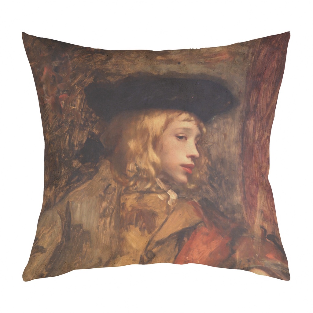 "The Unknown Lady" by Léon Lucien Goupil 40cm x 40cm Faux Leather Cushion Cover (Antique White)