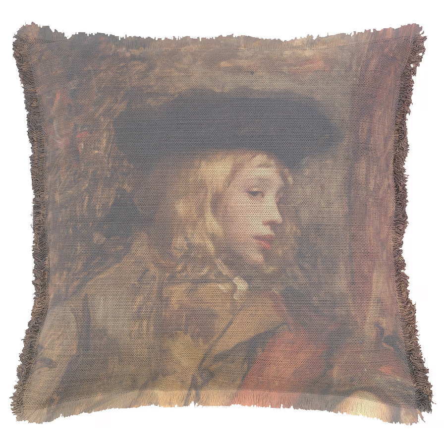 "The Unknown Lady" by Léon Lucien Goupil 50cm x 50cm Fringed Cotton/Poly Cushion Cover