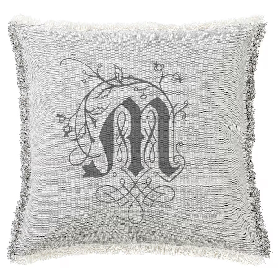 "Medieval Decorated Letter (any letter available)" 50cm x 50cm Fringed Cotton/Poly Cushion Cover