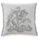 "Saint George and the Dragon" 50cm x 50cm Fringed Cotton/Poly Cushion Cover