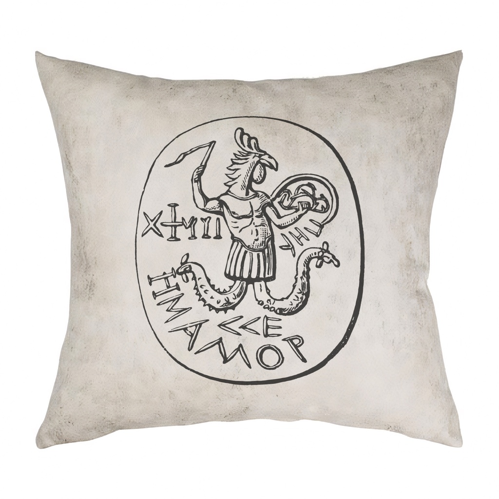 "Abraxas" 40cm x 40cm Faux Leather Cushion Cover (Antique White)