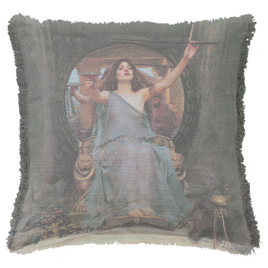"Circe Offering the Cup to Odysseus" 50cm x 50cm Fringed Cotton/Poly Cushion Cover