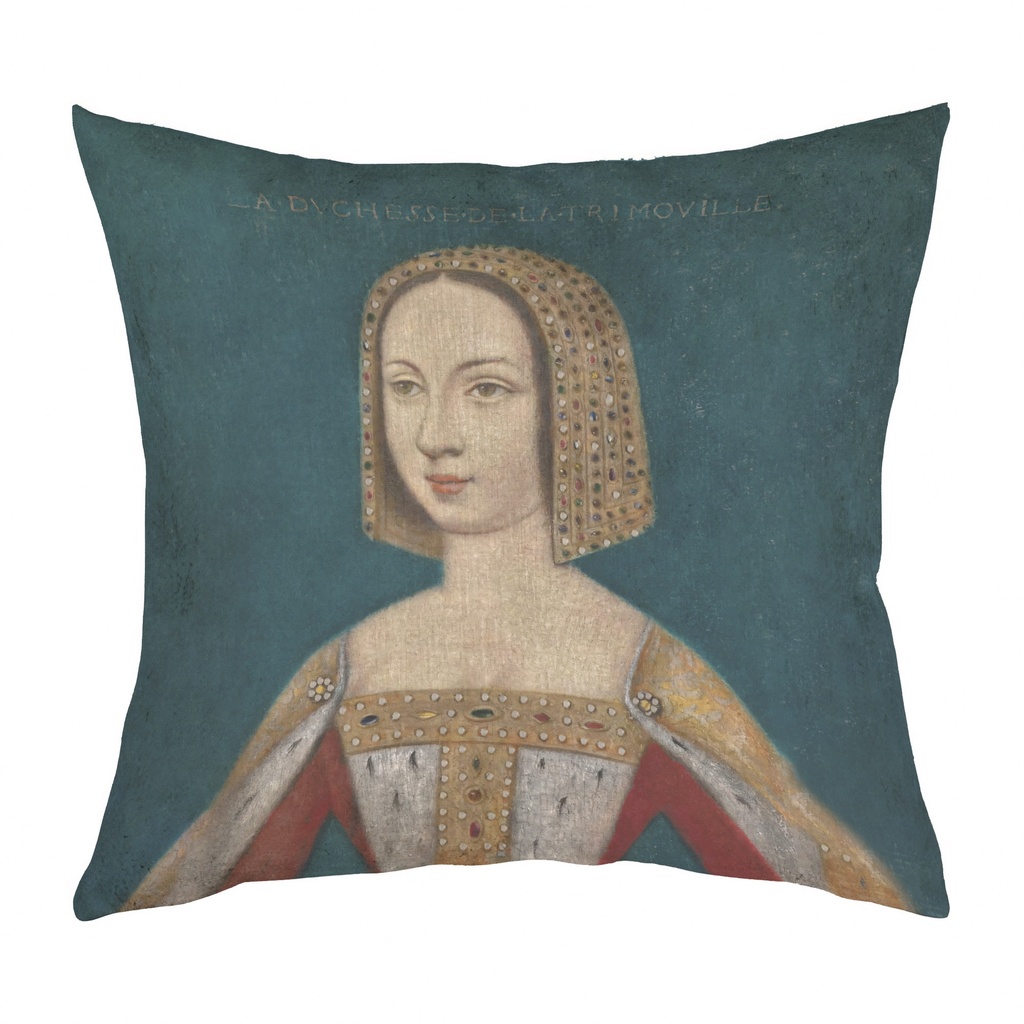 "Gabrielle de Bourbon" 40cm x 40cm Faux Leather Cushion Cover (Antique White)