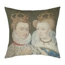 "Henri de Navarre et Marguerite de Valois" 40cm x 40cm Faux Leather Cushion Cover