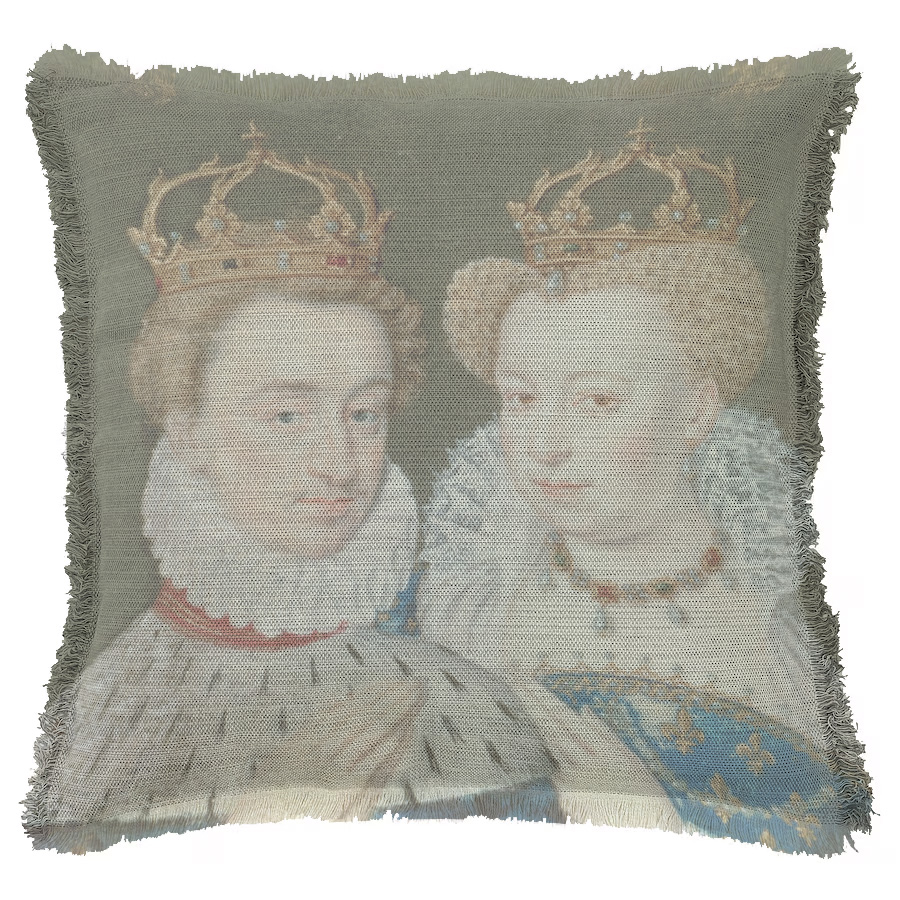 "Henri de Navarre et Marguerite de Valois" 50cm x 50cm Fringed Cotton/Poly Cushion Cover