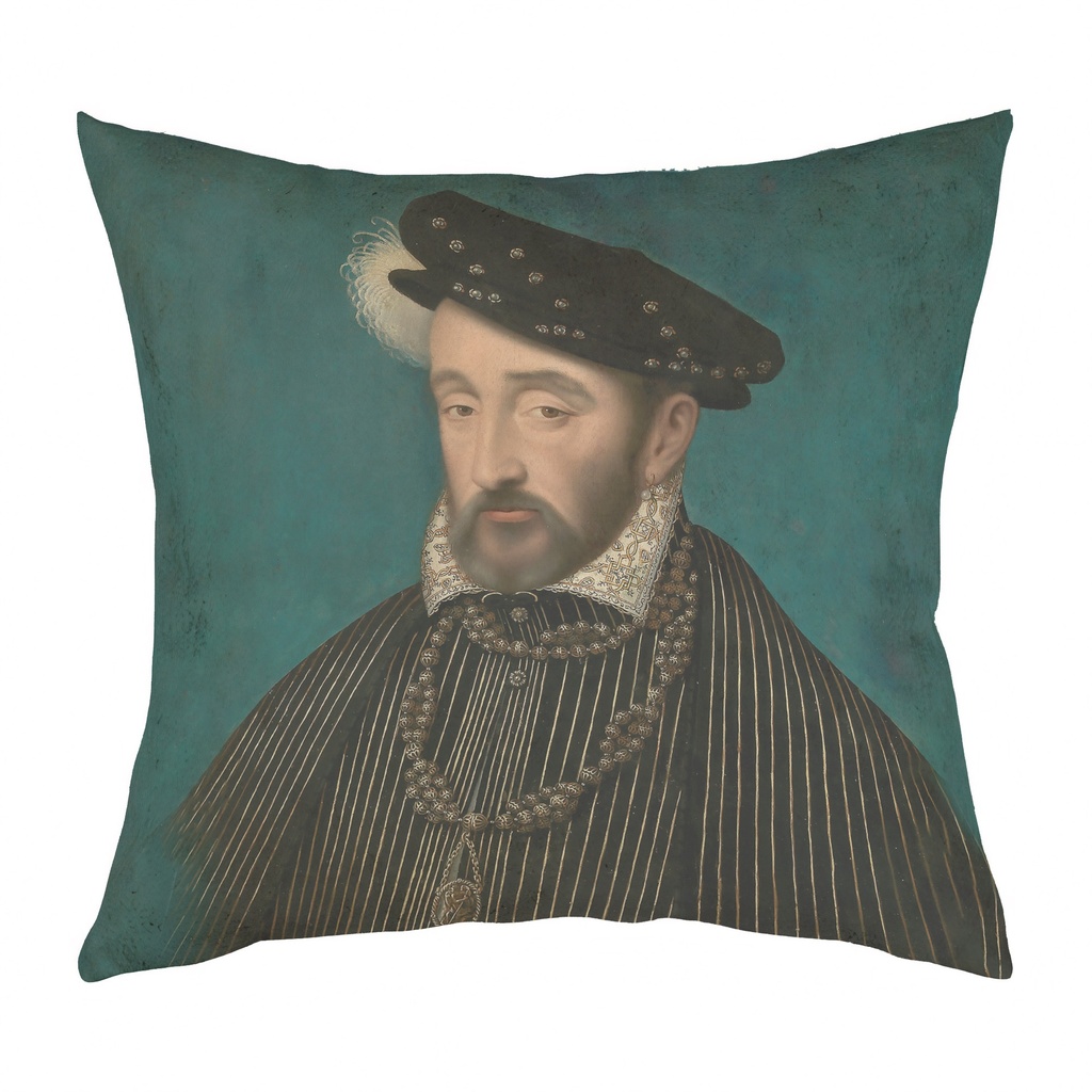"Henri II" 40cm x 40cm Faux Leather Cushion Cover (Antique White)