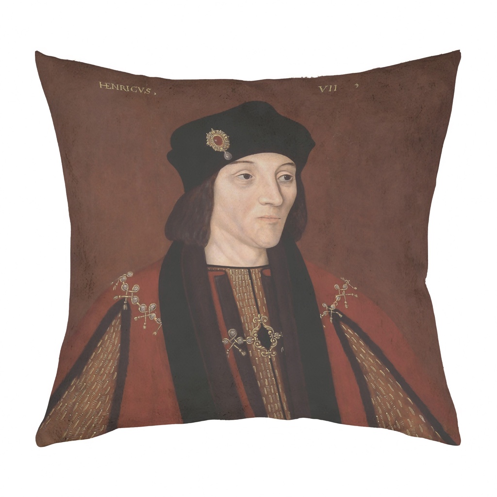 "Henry VII Nation Portrait Gallery" 40cm x 40cm Faux Leather Cushion Cover (Antique White)