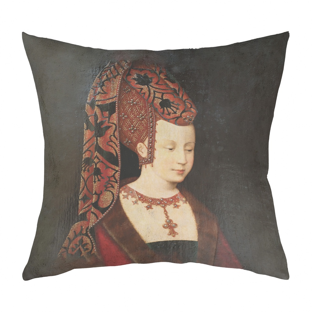 "Isabella de Portugal" 40cm x 40cm Faux Leather Cushion Cover (Antique White)