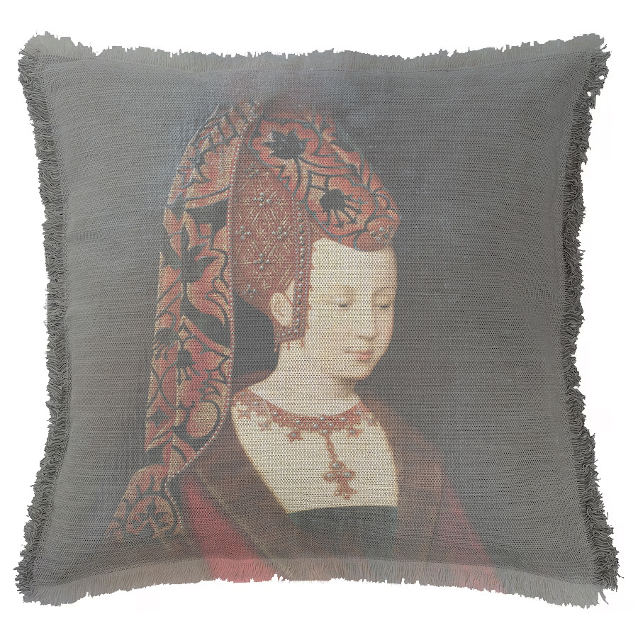 "Isabella de Portugal" 50cm x 50cm Fringed Cotton/Poly Cushion Cover