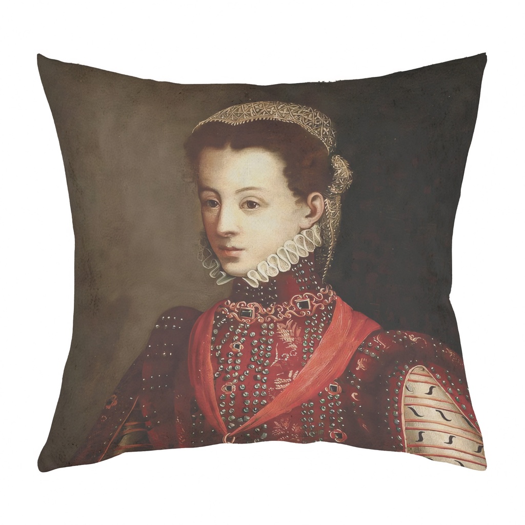 "Isabelle de Valois" 40cm x 40cm Faux Leather Cushion Cover (Antique White)