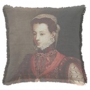 "Isabelle de Valois" 50cm x 50cm Fringed Cotton/Poly Cushion Cover