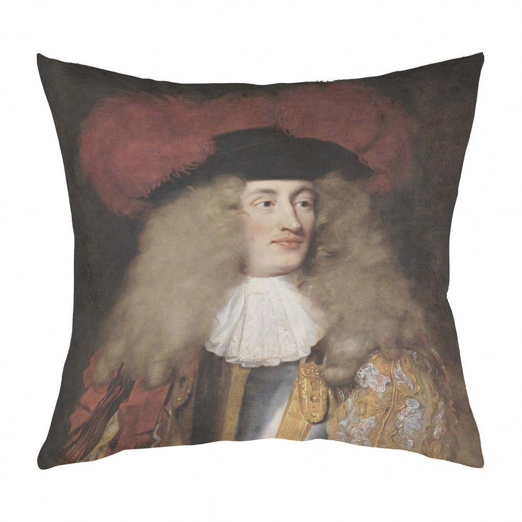 "Jacques III de Matignon" 40cm x 40cm Faux Leather Cushion Cover (Antique White)