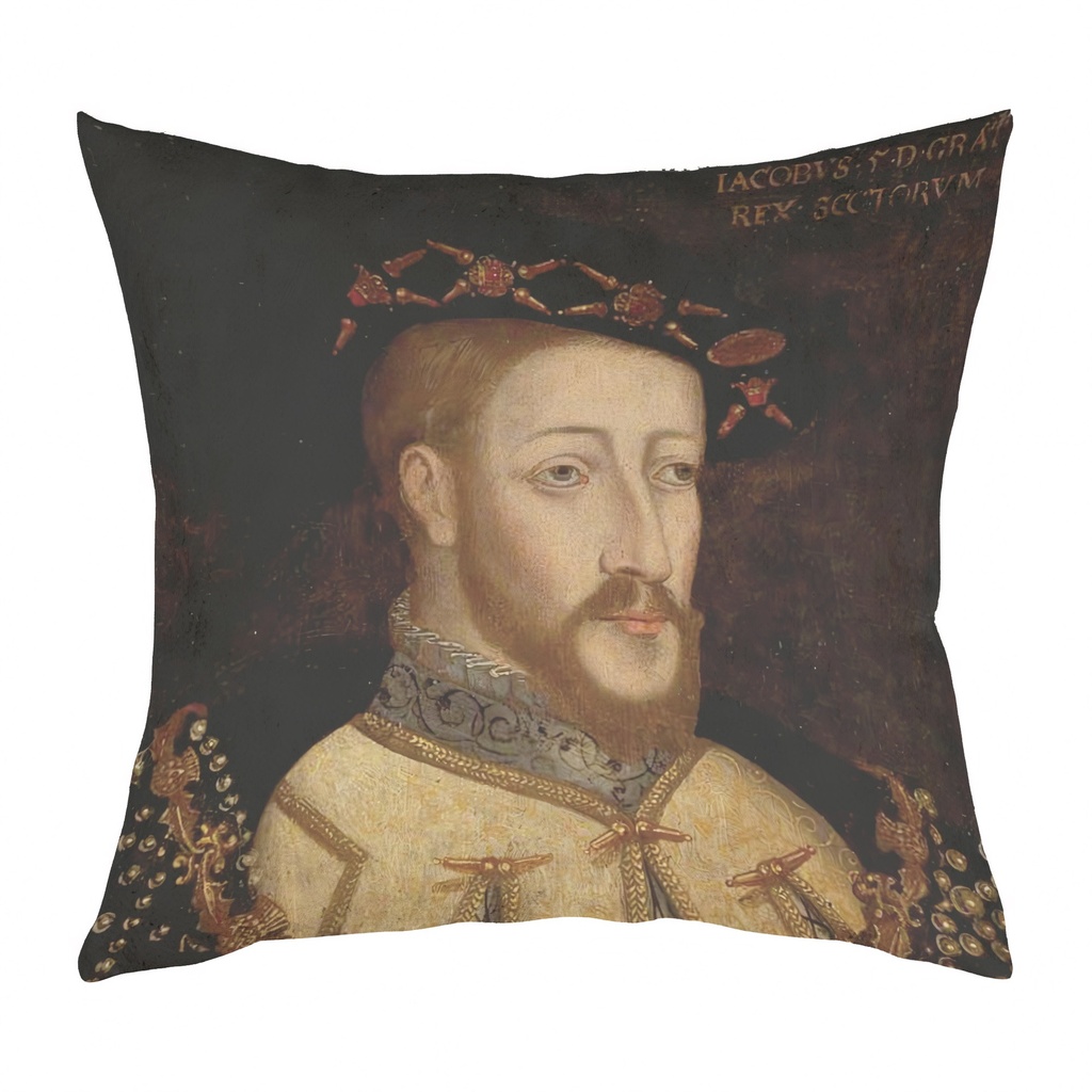 "James V" 40cm x 40cm Faux Leather Cushion Cover (Antique White)