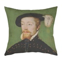 "James V on Green" 40cm x 40cm Faux Leather Cushion Cover