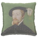 "James V on Green" 50cm x 50cm Fringed Cotton/Poly Cushion Cover