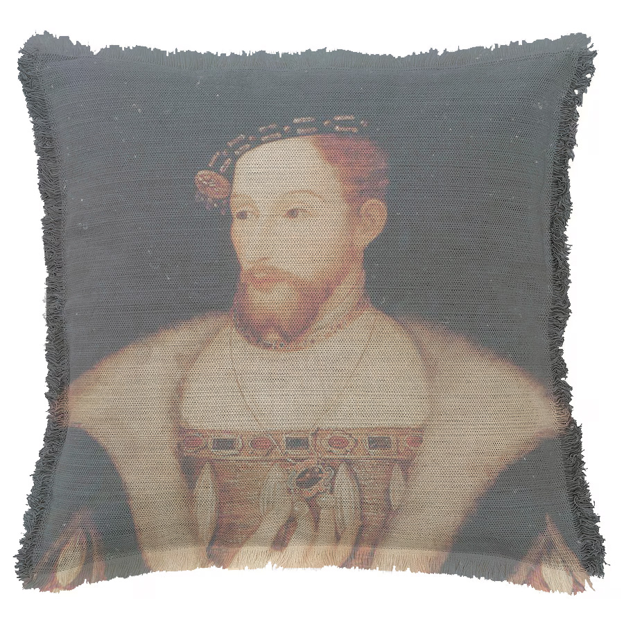 "James V Portrait" 50cm x 50cm Fringed Cotton/Poly Cushion Cover