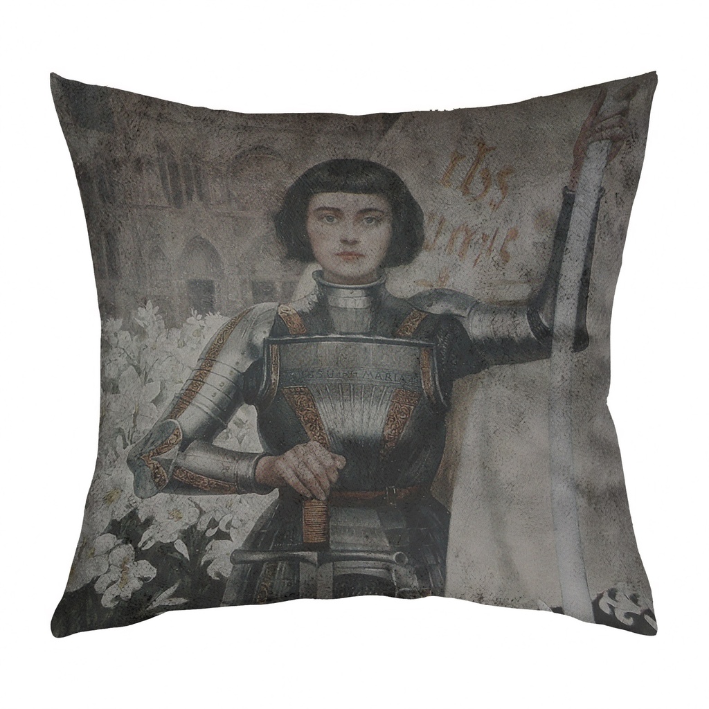 "Joan of Arc (Jeanne d'Arc)" by Albert Lynch 40cm x 40cm Faux Leather Cushion Cover