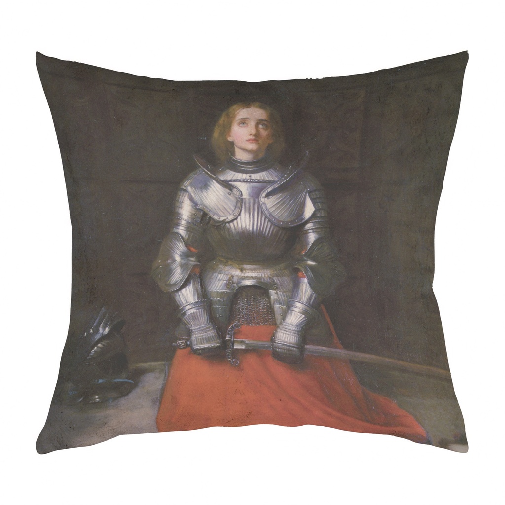 "Joan of Arc (Jeanne d'Arc)" by John Everett Millais 40cm x 40cm Faux Leather Cushion Cover (Antique White)