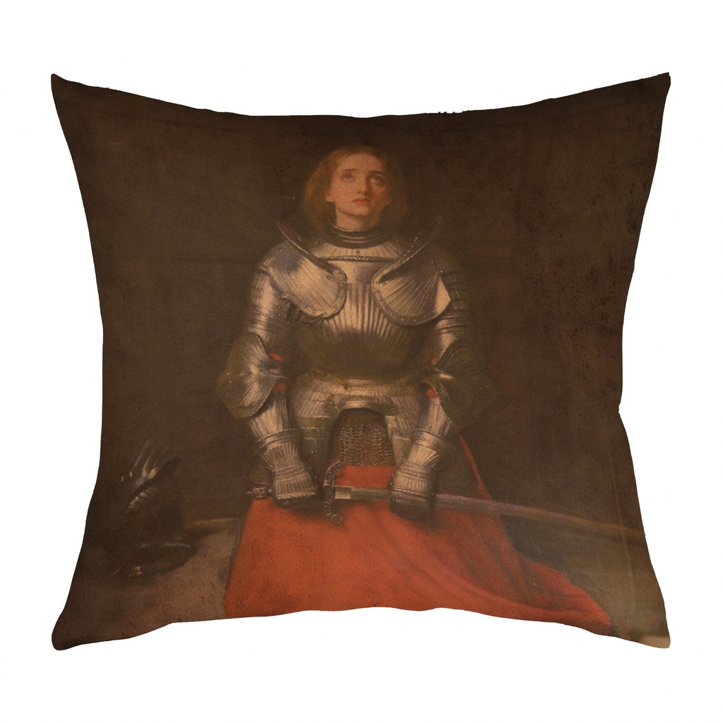 "Joan of Arc (Jeanne d'Arc)" by John Everett Millais 40cm x 40cm Faux Leather Cushion Cover