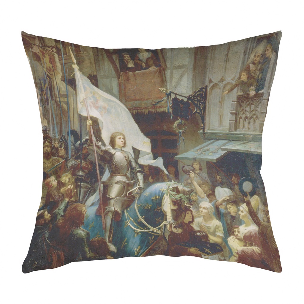"Joan of Arc (Jeanne d'Arc) Entering Orleans" 40cm x 40cm Faux Leather Cushion Cover (Antique White)