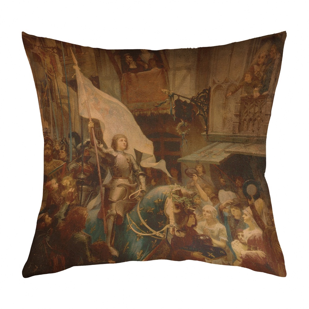 "Joan of Arc (Jeanne d'Arc) Entering Orleans" 40cm x 40cm Faux Leather Cushion Cover