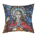 "Joan of Arc (Jeanne d'Arc) Stained Glass" 40cm x 40cm Faux Leather Cushion Cover