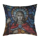 "Joan of Arc (Jeanne d'Arc) Stained Glass" 40cm x 40cm Faux Leather Cushion Cover