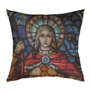 "Joan of Arc (Jeanne d'Arc) Stained Glass" 40cm x 40cm Faux Leather Cushion Cover