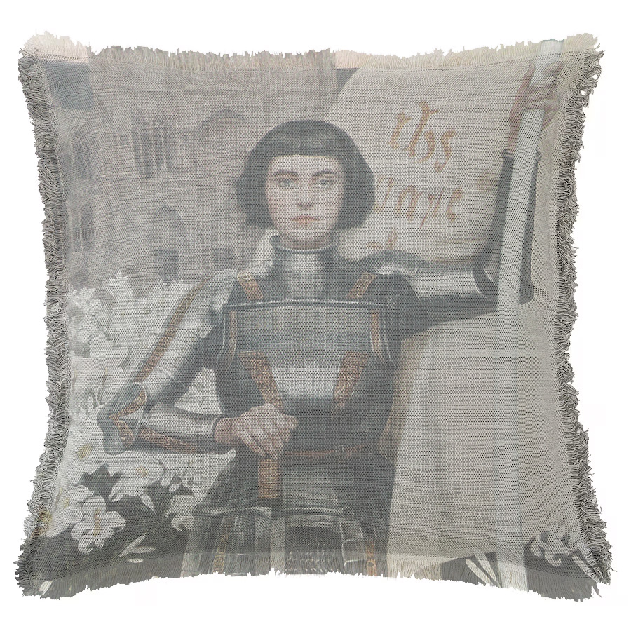 "Joan of Arc (Jeanne d'Arc)" by Albert Lynch 50cm x 50cm Fringed Cotton/Poly Cushion Cover