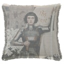 "Joan of Arc (Jeanne d'Arc)" by Albert Lynch 50cm x 50cm Fringed Cotton/Poly Cushion Cover
