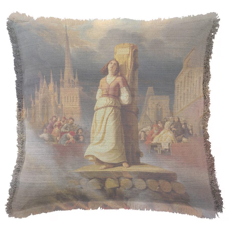"Joan of Arc (Jeanne d'Arc)" by Hermann Anton Stilke 50cm x 50cm Fringed Cotton/Poly Cushion Cover