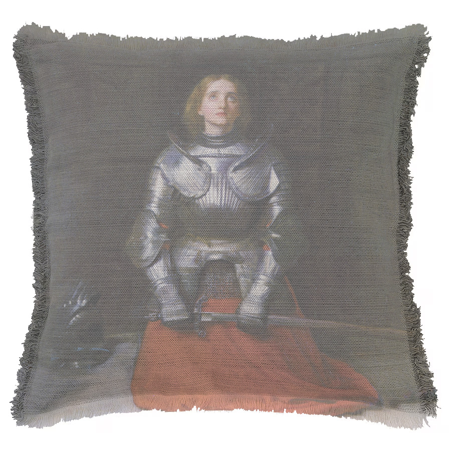 "Joan of Arc (Jeanne d'Arc)" by John Everett Millais 50cm x 50cm Fringed Cotton/Poly Cushion Cover