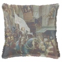 "Joan of Arc (Jeanne d'Arc) Entering Orleans" 50cm x 50cm Fringed Cotton/Poly Cushion Cover