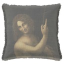 "John the Baptist" by Leonardo da Vinci 50cm x 50cm Fringed Cotton/Poly Cushion Cover