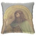 "John the Baptist from the Ghent Alterpiece" 50cm x 50cm Fringed Cotton/Poly Cushion Cover