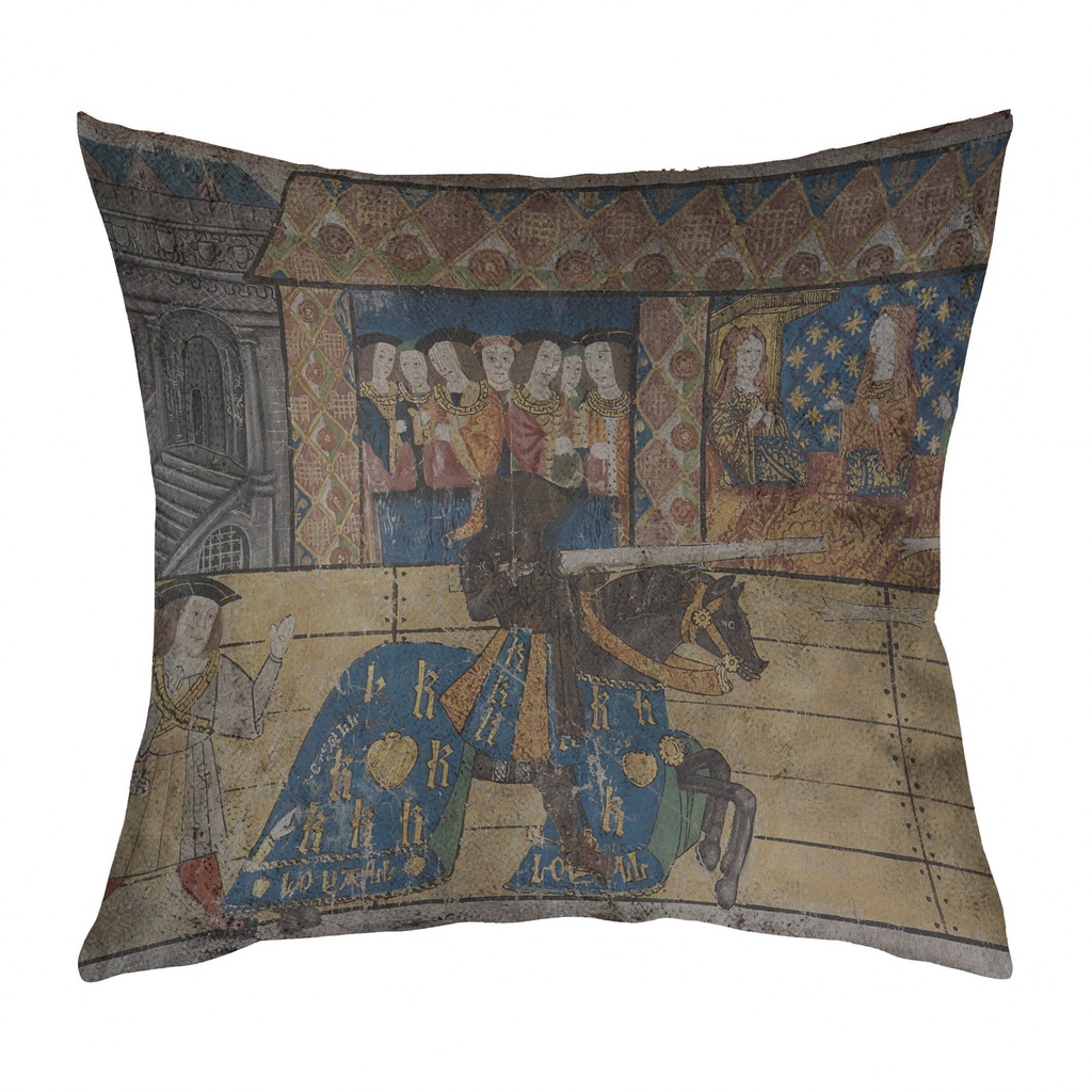 "Jousting" 40cm x 40cm Faux Leather Cushion Cover