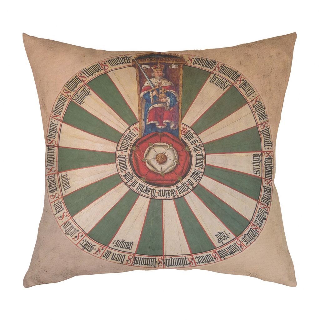 "King Arthurs Round Table" 40cm x 40cm Faux Leather Cushion Cover (Antique White)