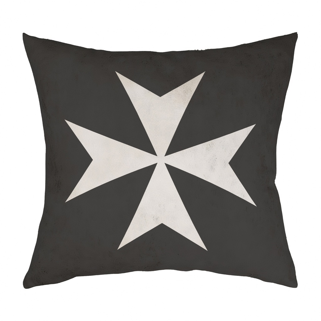 "Knights Hospitaller Crusade Cross" 40cm x 40cm Faux Leather Cushion Cover (Antique White)