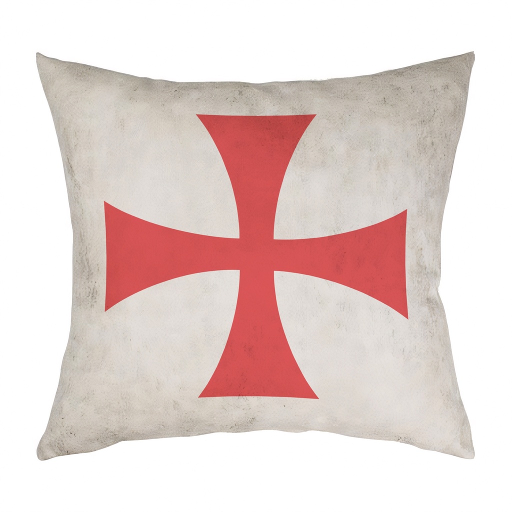 "Knights Templar Cross" 40cm x 40cm Faux Leather Cushion Cover
