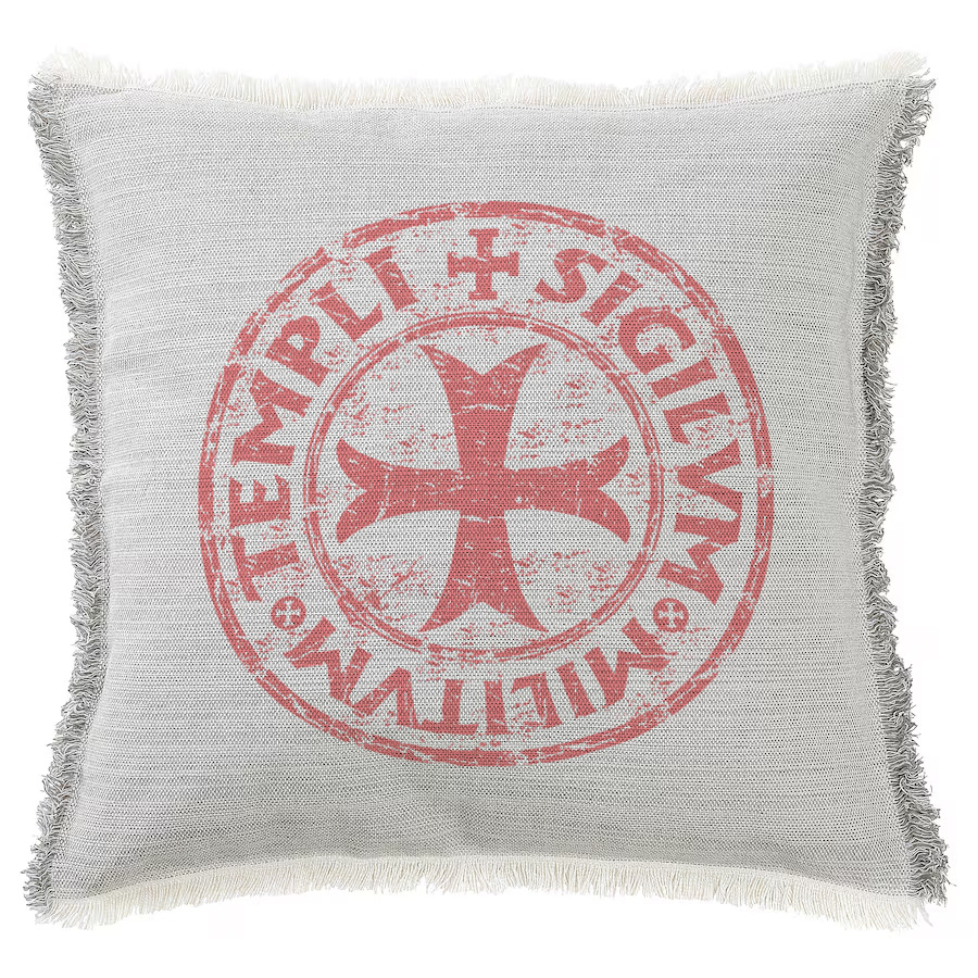 "Knights Templar Sigil" 50cm x 50cm Fringed Cotton/Poly Cushion Cover