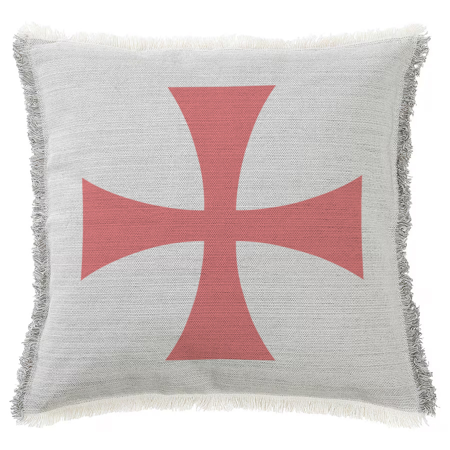 "Knights Templar Cross" 50cm x 50cm Fringed Cotton/Poly Cushion Cover