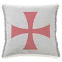 "Knights Templar Cross" 50cm x 50cm Fringed Cotton/Poly Cushion Cover