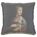 "Lady with an Ermine" by Leonardo da Vinci 50cm x 50cm Fringed Cotton/Poly Cushion Cover