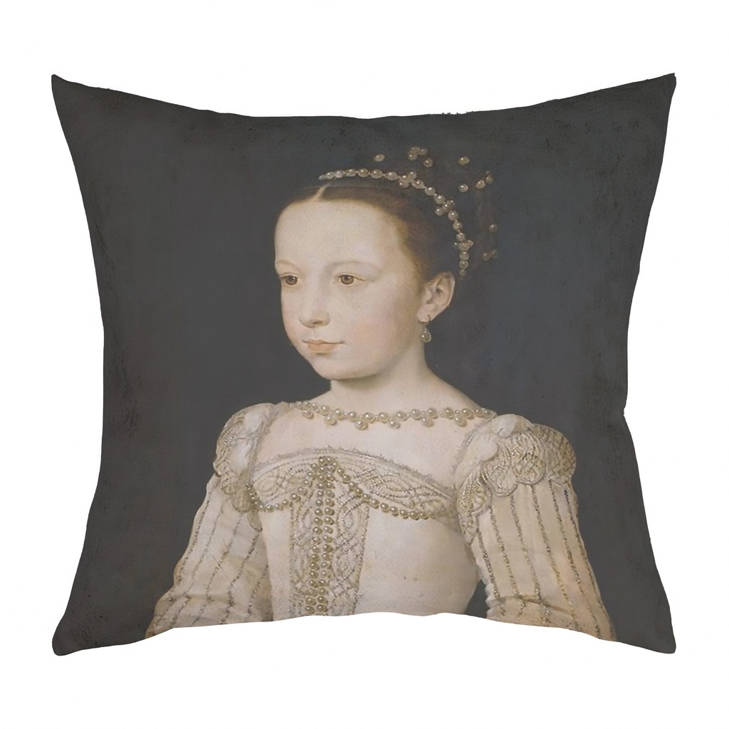 "La Riene Margot Infant" 40cm x 40cm Faux Leather Cushion Cover (Antique White)