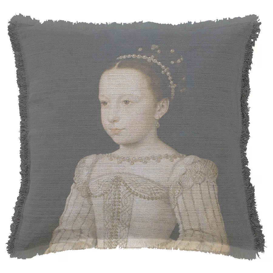 "La Riene Margot Infant" 50cm x 50cm Fringed Cotton/Poly Cushion Cover