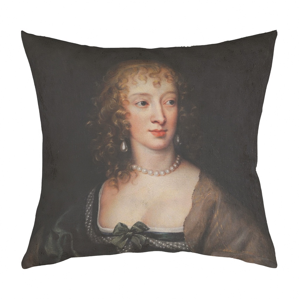 "Lady Frances Stuart" 40cm x 40cm Faux Leather Cushion Cover (Antique White)