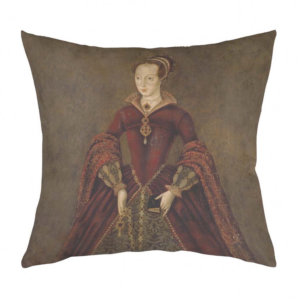 "Lady Jane Grey" 40cm x 40cm Faux Leather Cushion Cover (Antique White)