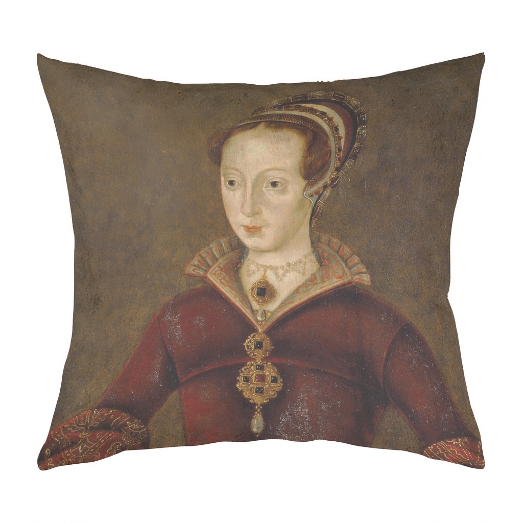 "Lady Jane Grey Detail" 40cm x 40cm Faux Leather Cushion Cover (Antique White)
